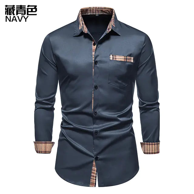 Slim Fit Long Sleeve Business Shirt for Men