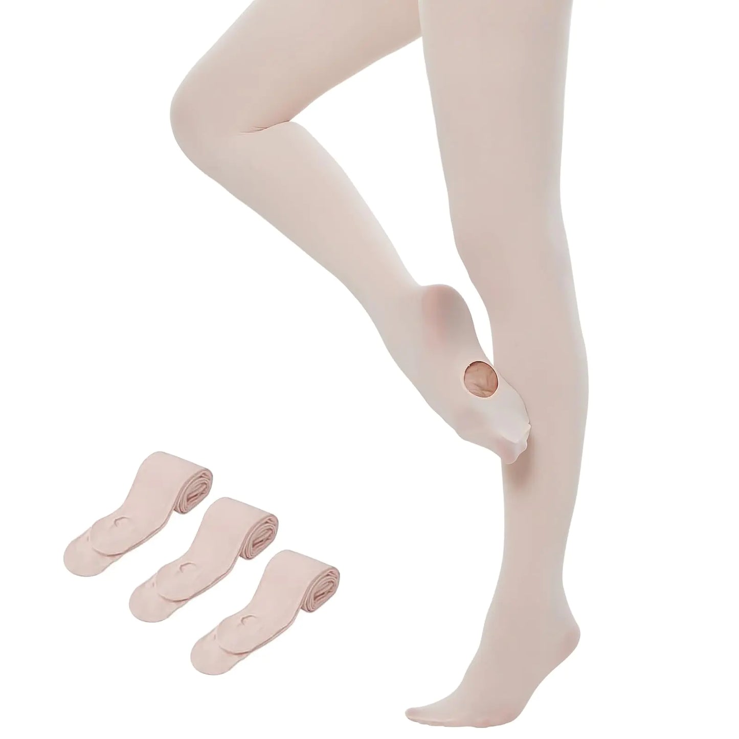 Yilanmy Dance Tights for Women Convertible Transition Ballet Tights Ultra Soft Opaque Pantyhose 3 Pairs (Ballet PinkXXL)