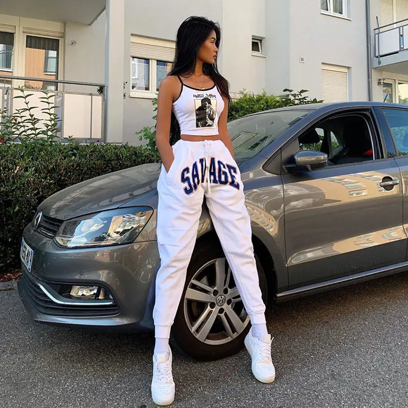Spring 2020 Women's Casual Pants with Letter Print