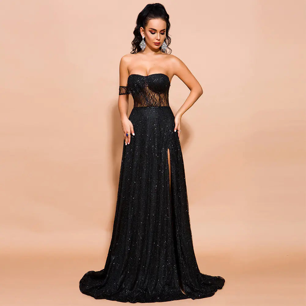 2019 Sexy Off-Shoulder Sequin Party Dress (Long)