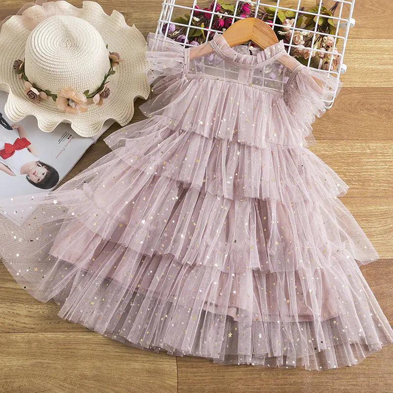 Lace Christmas Dress for Girls 3-8Y Party Gown