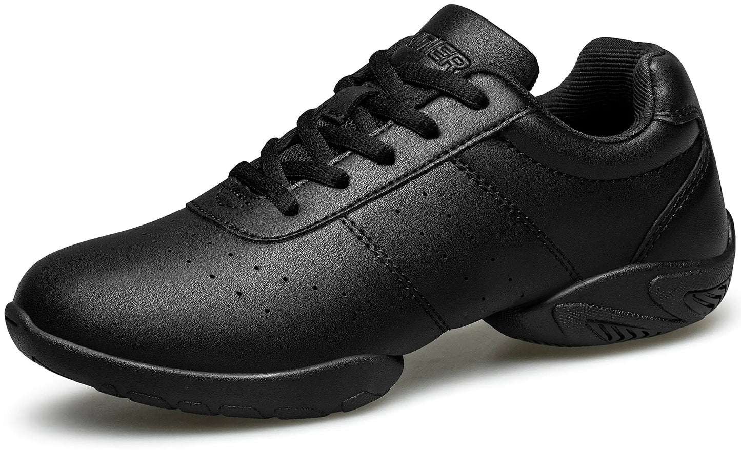 BAXINIER Girls White Cheerleading Dance Shoes Athletic Training Tennis Breathable Youth Competition Cheer Sneakers - Black 3 Big Kid