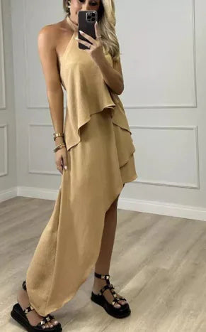 Crossbody Halter Layered Dress