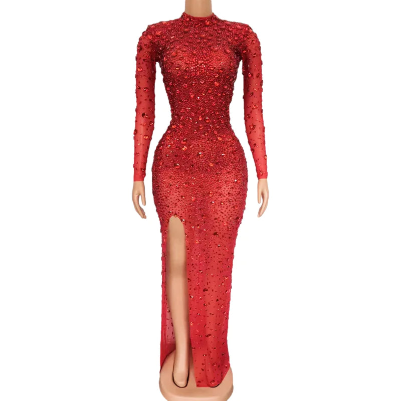 Rhinestone Tassel Mesh Elastic Latin Dance Skirt