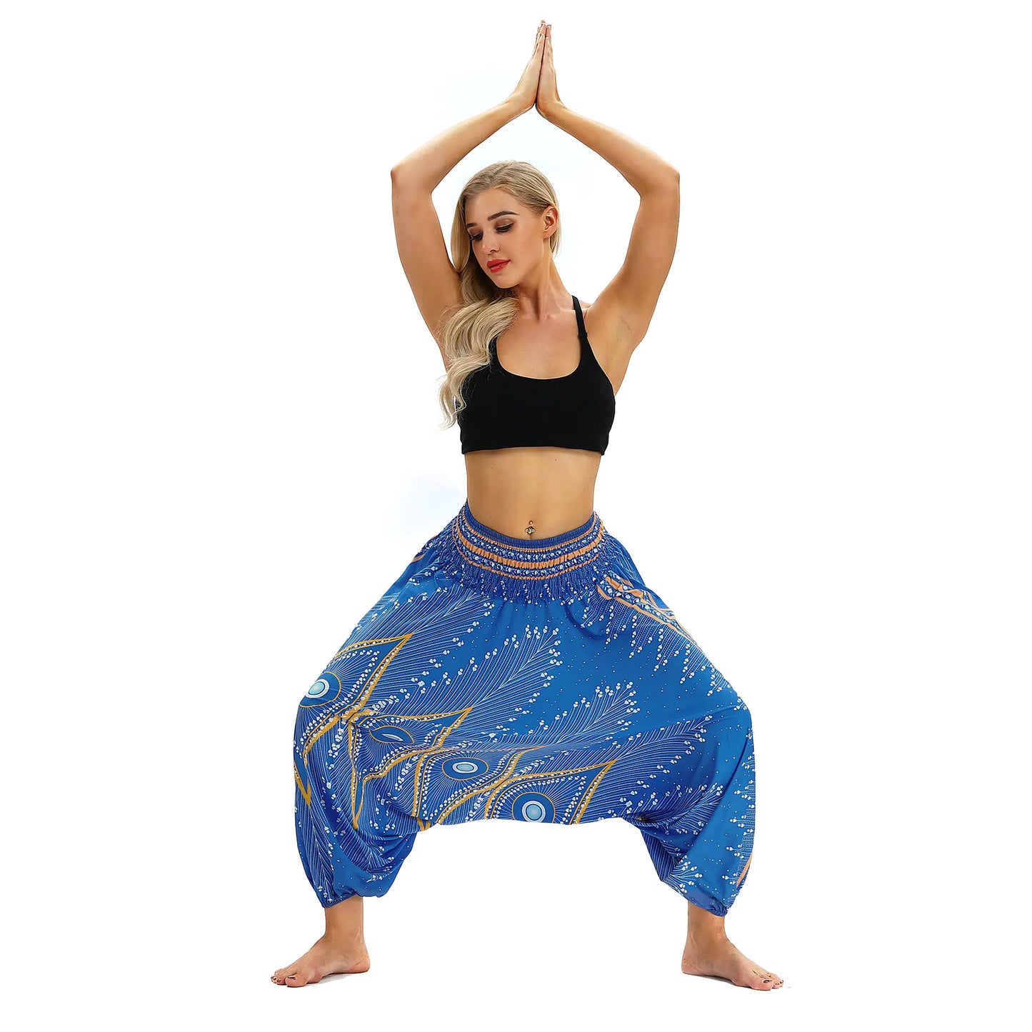 Printed Yoga Pants, Wide-Leg Lantern Pants, Bohemian Style