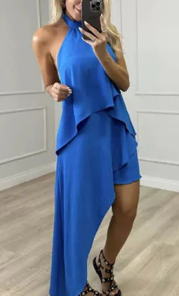 Crossbody Halter Layered Dress