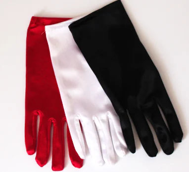 Women's Short Colored Satin Gloves for Dance & Weddings
