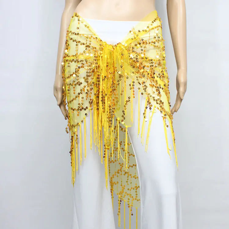 Belly Dance Sequins Triangular Waist Scarf for Performance