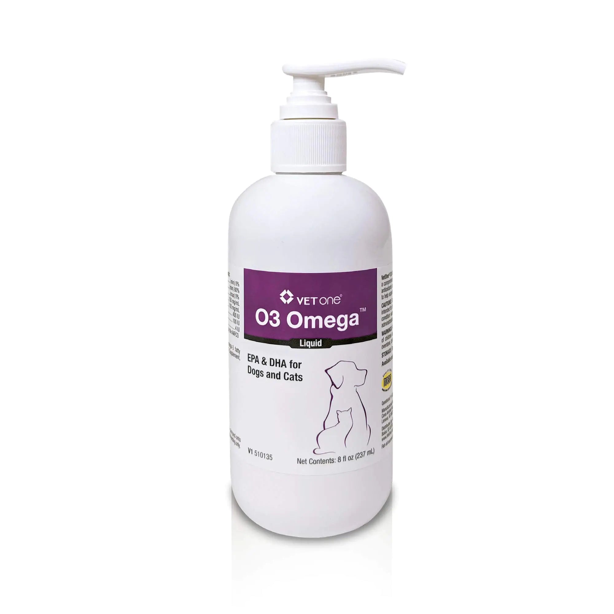 Omega 3 Fish Oil Liquid - Nutritional Fatty Acids EPA & DHA Omega 3 for Dogs & Cats Builds Immune & Joint Health Skin and Coat Supplement for Dogs Cat Vitamins 8 oz Omega 3 Liquid - VetOne