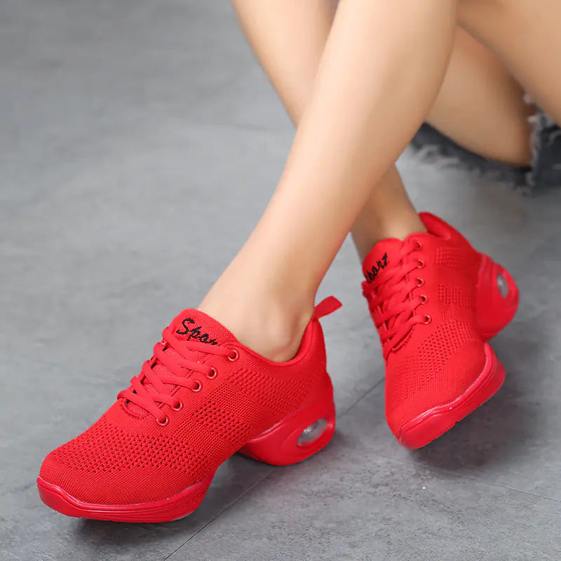 Red Flyknit Jazz Dance Shoes for Adult Women