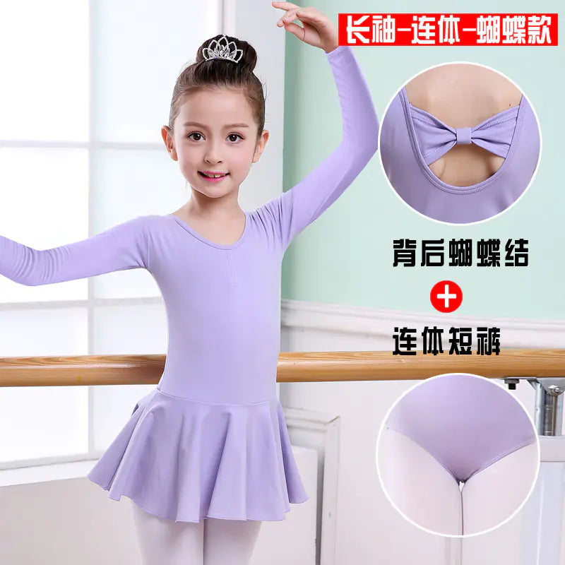 Girls' Short-Sleeved Tutu Dance Practice Clothes