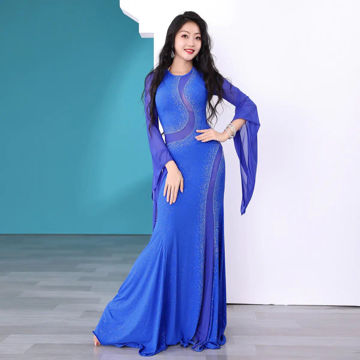 Iraq Belly Dance Costume with Sheer Performance Robe