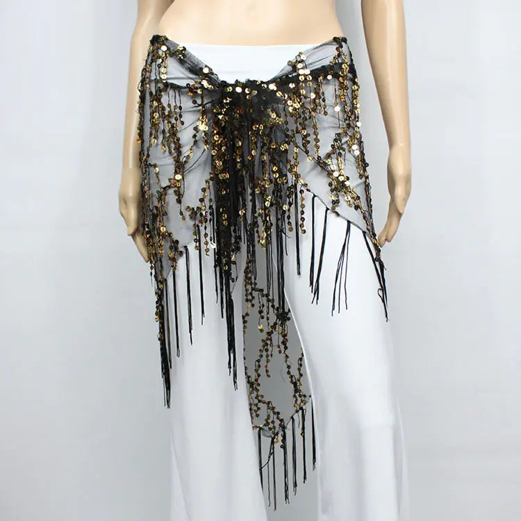 Belly Dance Sequins Triangular Waist Scarf for Performance