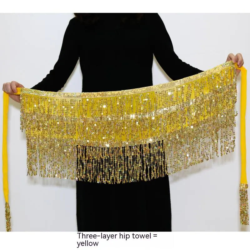 Halloween Belly Dance Costume with Sequined Hip Skirt