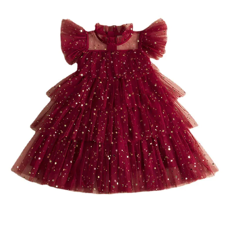 Lace Christmas Dress for Girls 3-8Y Party Gown