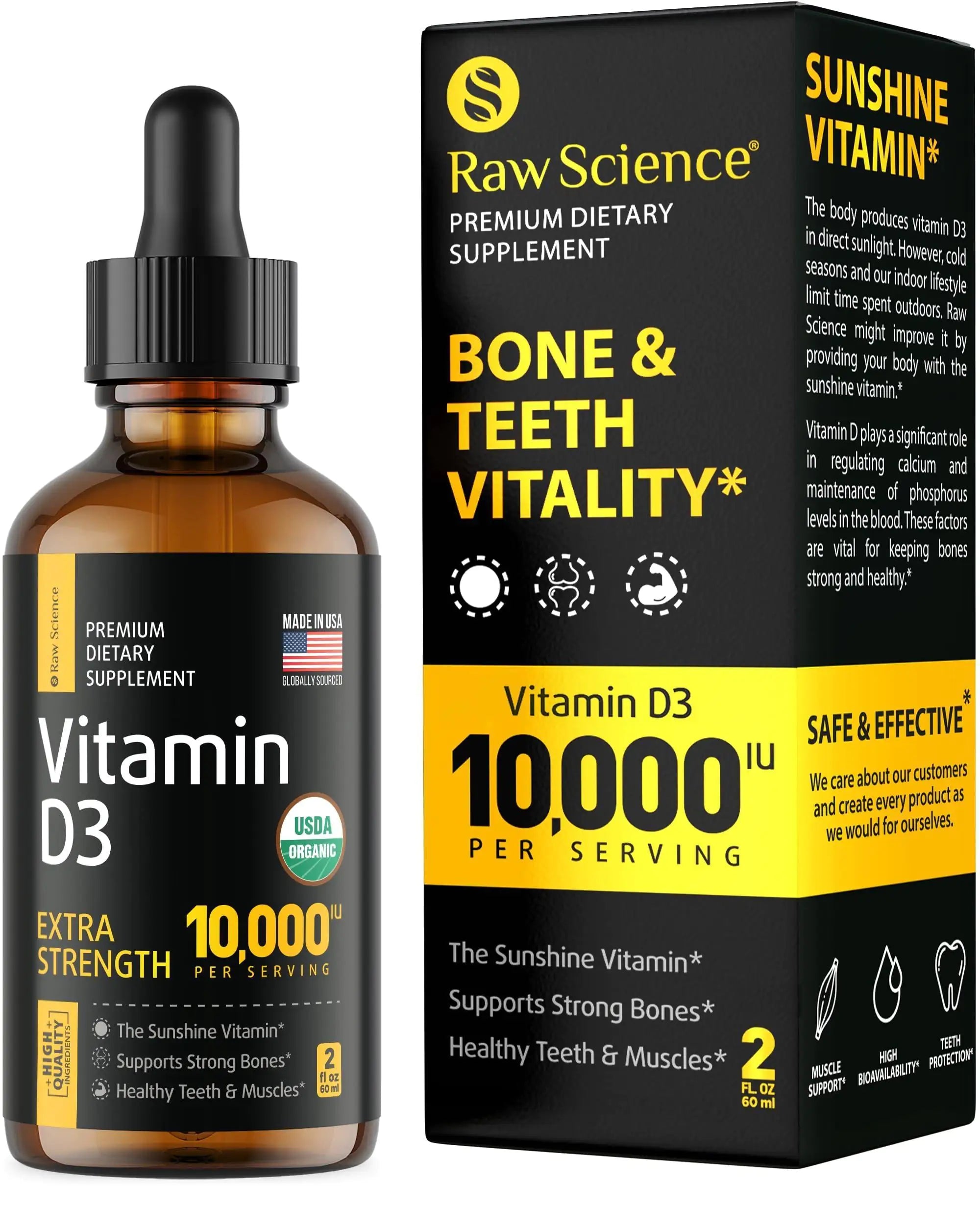 Liquid Vitamin D Drops Vitamin D3 10000 IU for Faster Absorption 2 fl oz