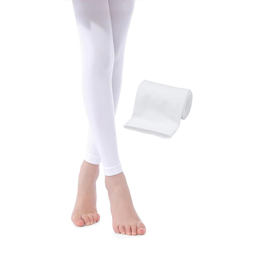 Deesorxin 1 Pair Ballet Tights for Girls Footless Tights Ultra Soft Dance Tights for Toddler Kids White M(5-7 Years)