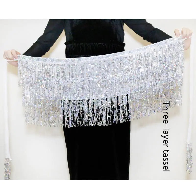 Halloween Belly Dance Costume with Sequined Hip Skirt