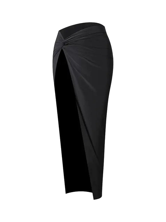 Knotted Latin Dance Dress with High Waist Half Skirt