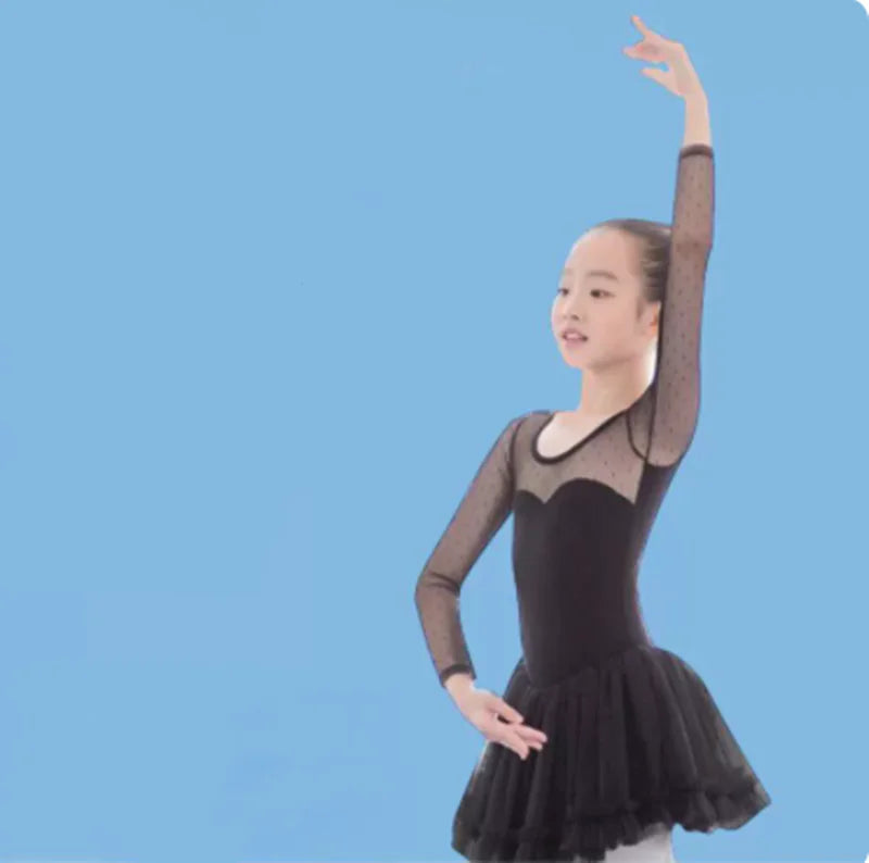 Children's Long Sleeve Latin Dance Training Skirt Outfit