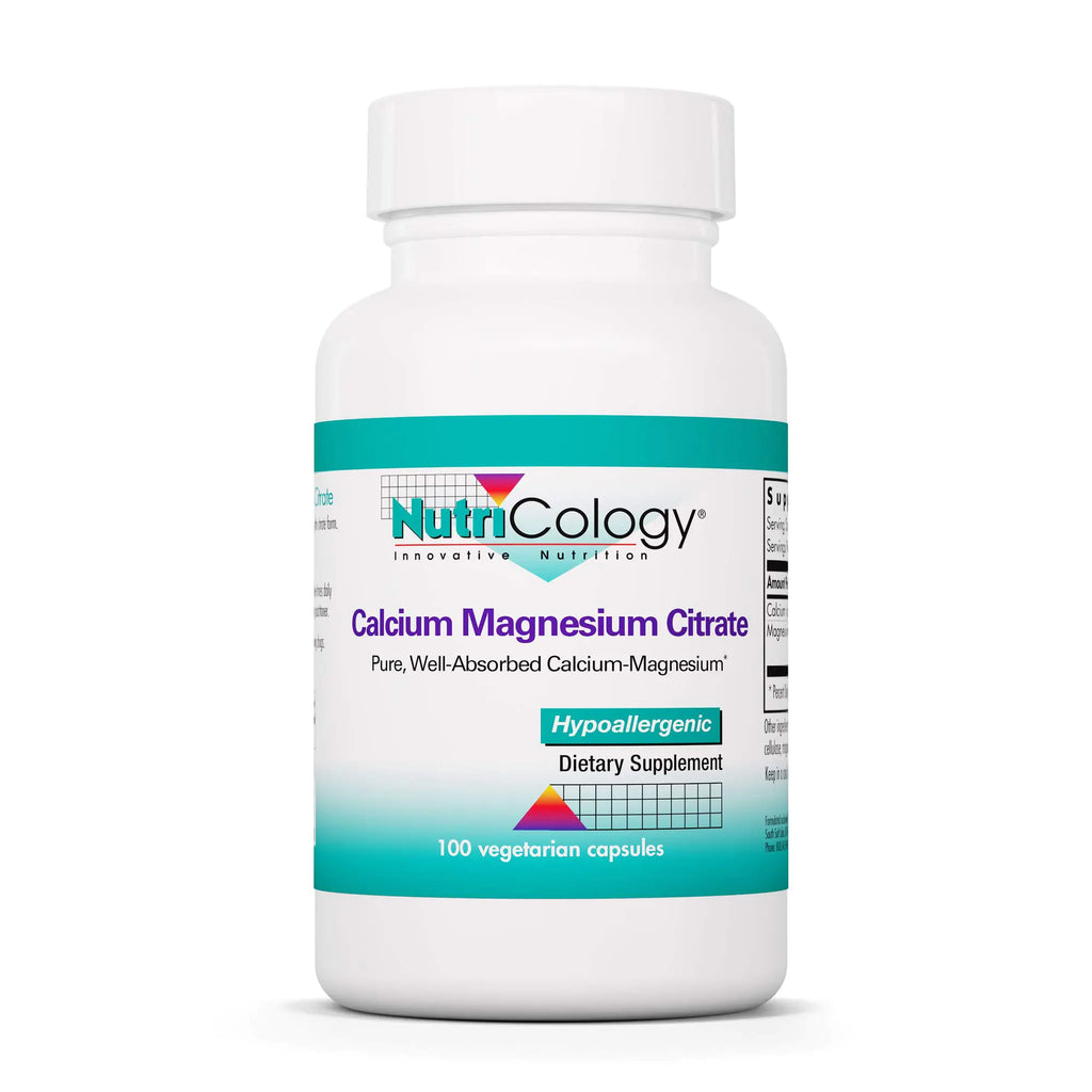 Nutricology Calcium Magnesium Citrate Supplement - Bone Health with Calcium Citrate Pure Well-Absorbed Vegetarian Capsules - 100 Count