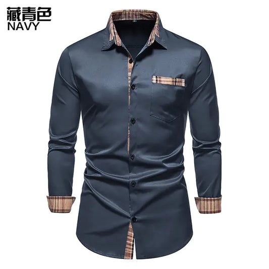 Slim Fit Long Sleeve Business Shirt for Men