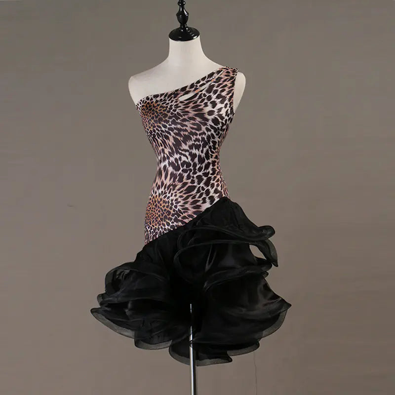 One Shoulder Latin Dance Swing Dress Costume