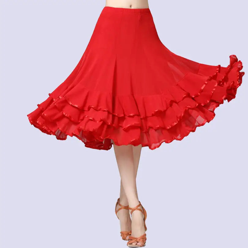 Large Mesh Swing Latin Dance Skirt (Half-Length)