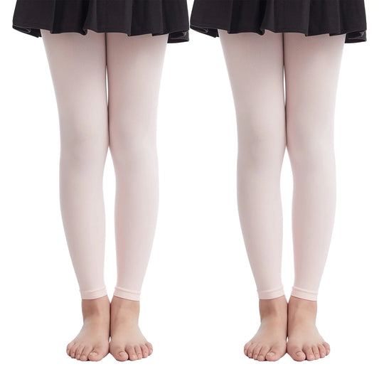 Frola Girls Opaque Footless Tights Ultra Soft Solid Colored Dance Tights Age 4-13(6-82Pairs Pink)