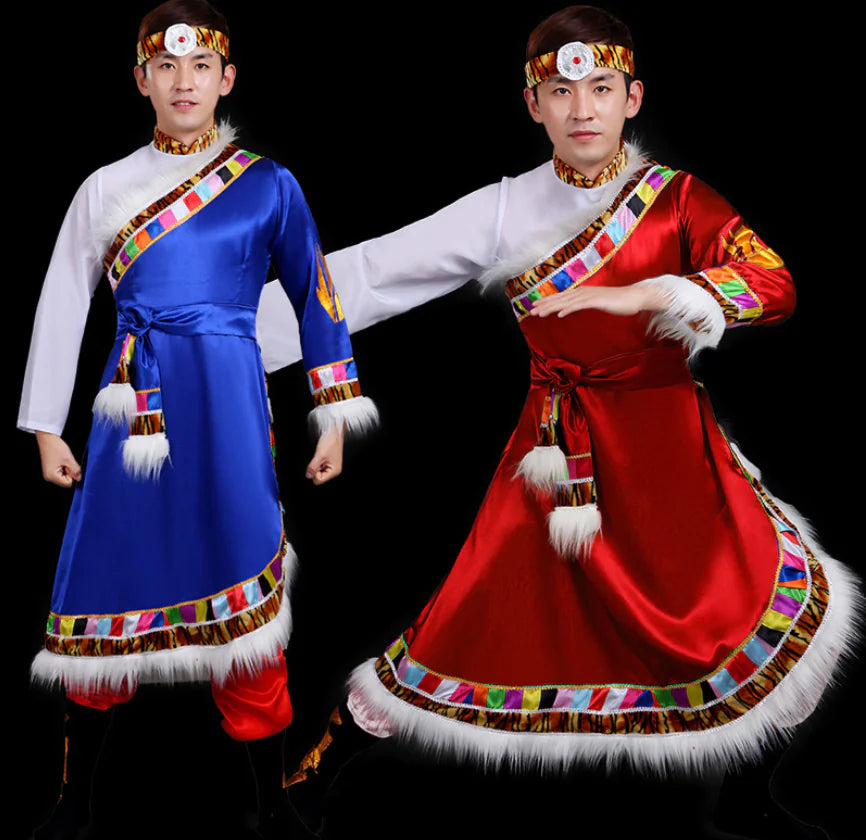 Men's Tibetan Dance Costume and Mongolian Performance Outfit
