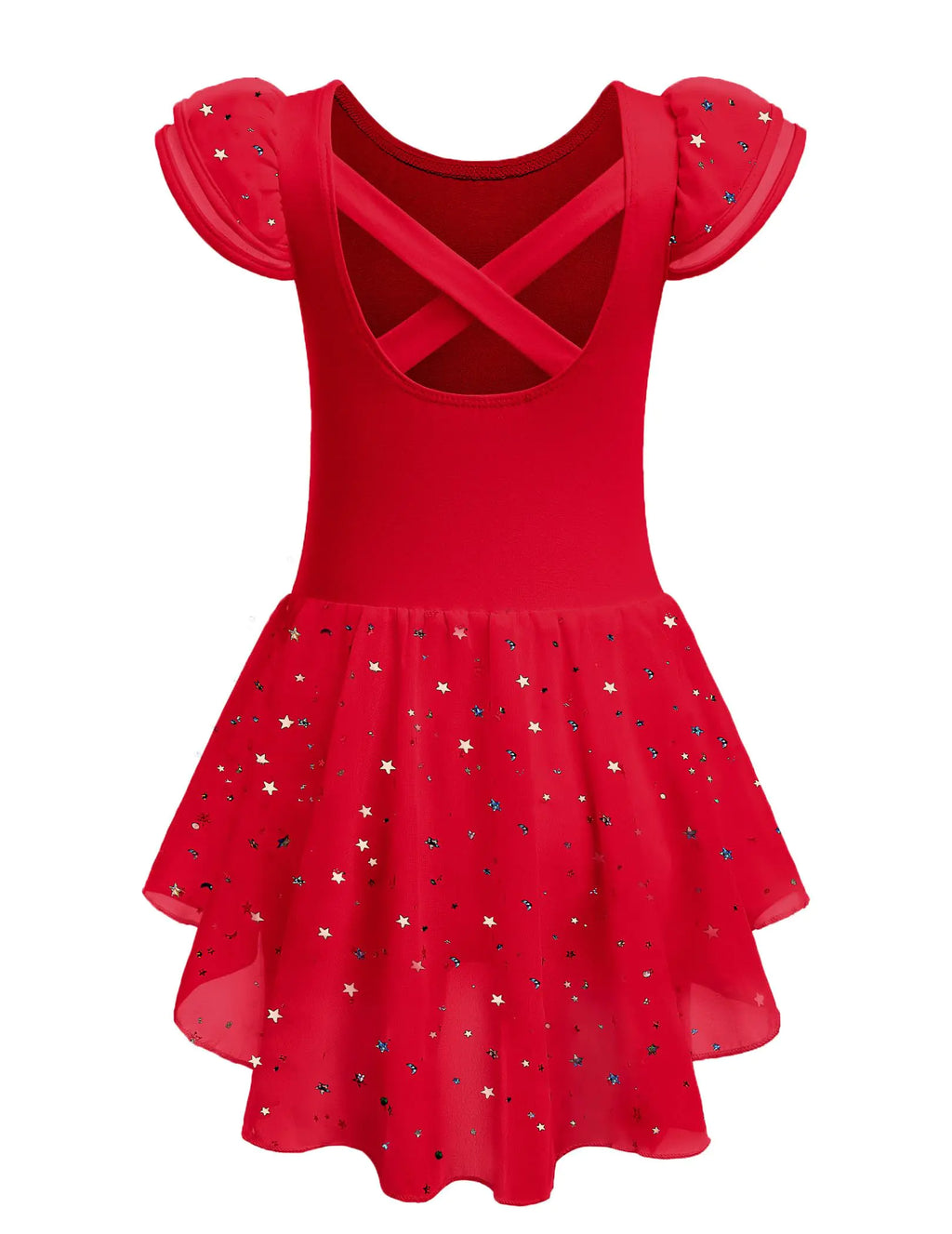 Zaclotre Girls Ruffle Sleeve Ballet Leotard with Skirt Criss-Cross Back Dance Dresses Outfit