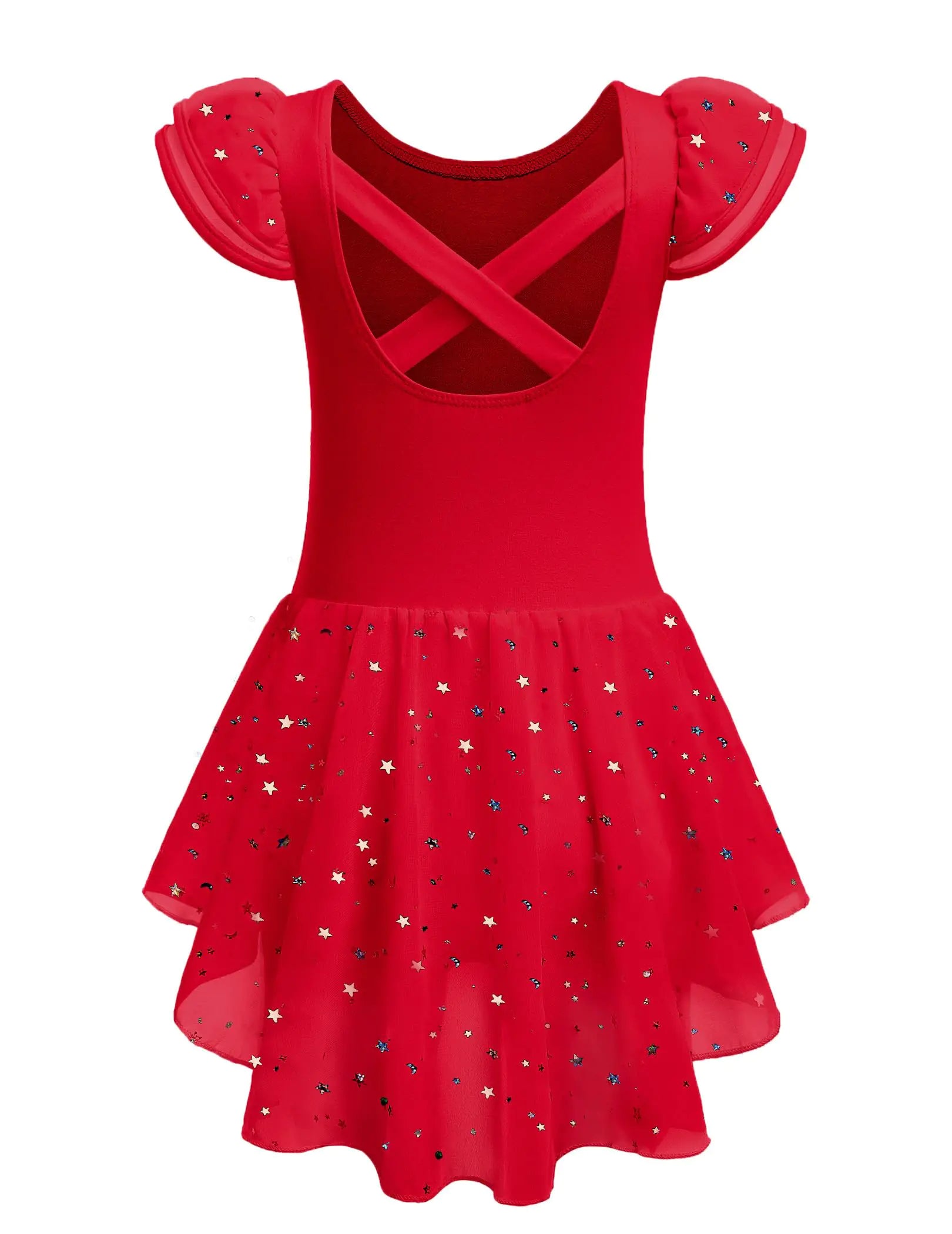 Zaclotre Girls Ruffle Sleeve Ballet Leotard with Skirt Criss-Cross Back Dance Dresses Outfit