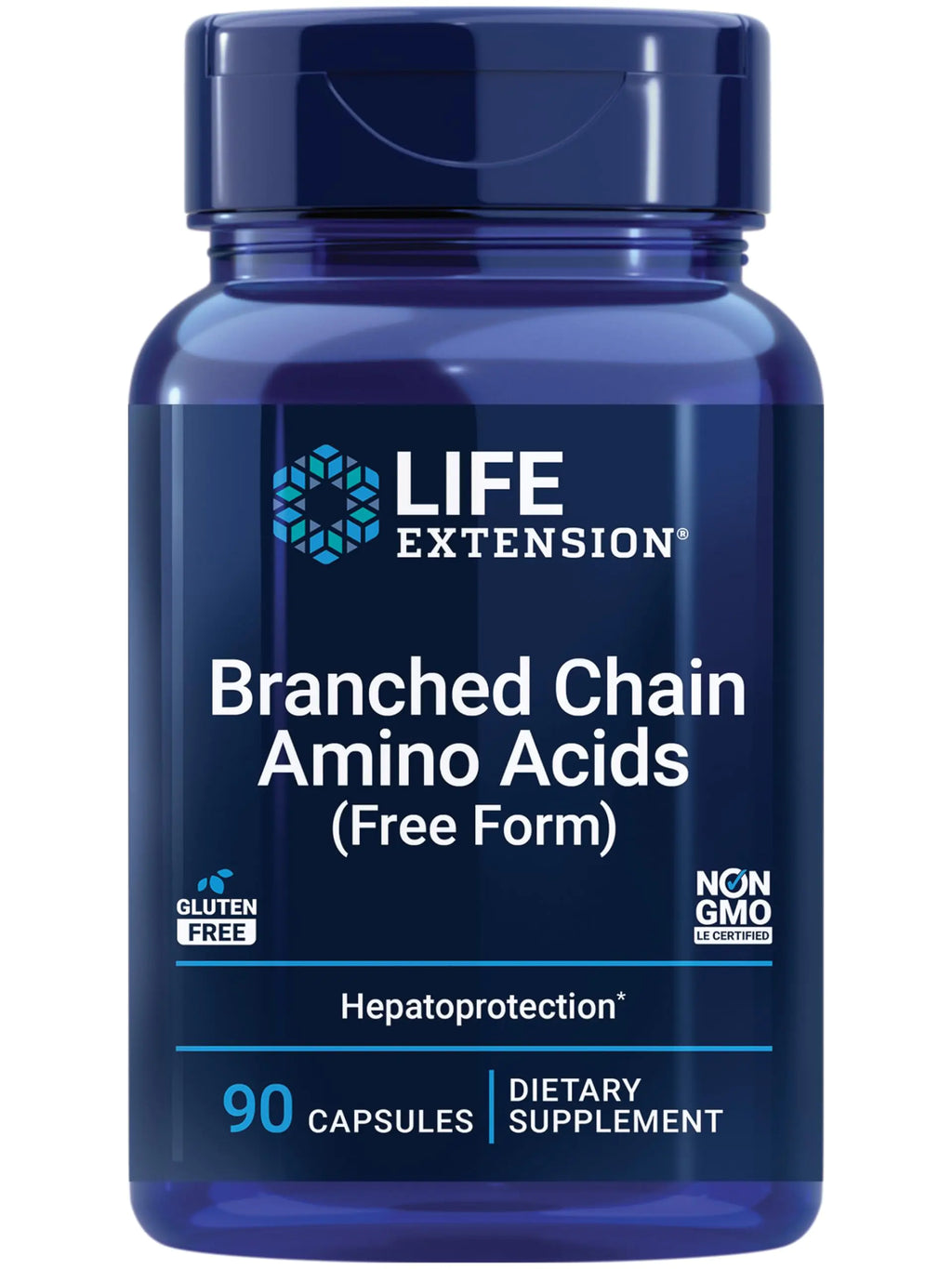 Life Extension Branched Chain Amino Acids (BCAAs) leucine isoleucine valine Promotes Muscle Recovery After Exercise Gluten-Free Non-GMO 90 Capsules