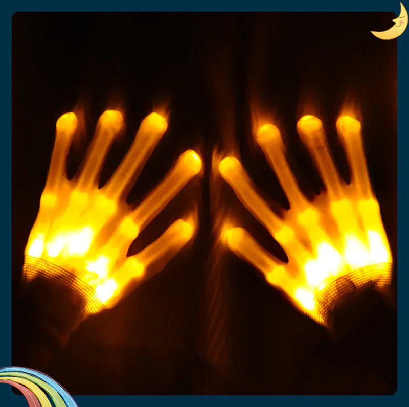 Rainbow LED Gloves for Dance Performances and Shows