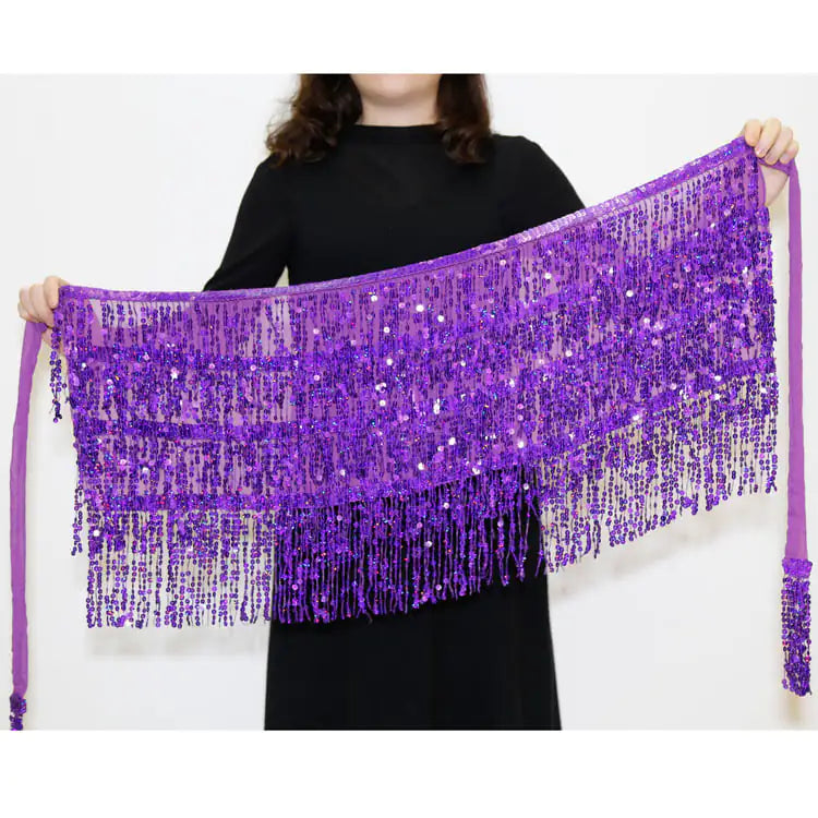 Halloween Belly Dance Costume with Sequined Hip Skirt