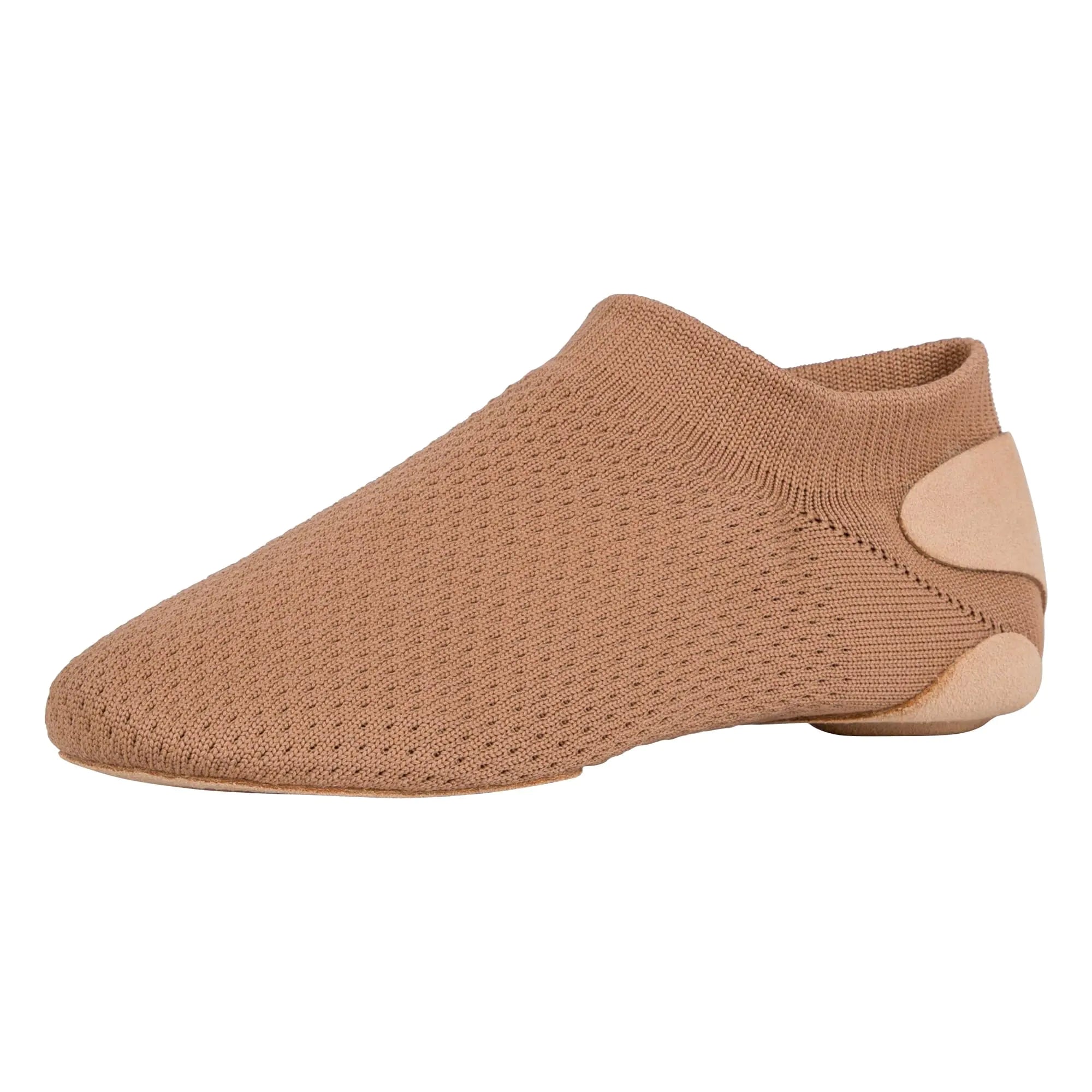 Linodes Unisex 019 Nylon Upper Leather Sole Slip-on Jazz Shoe for Women and Mens Dance Shoes-Brown 6.5M