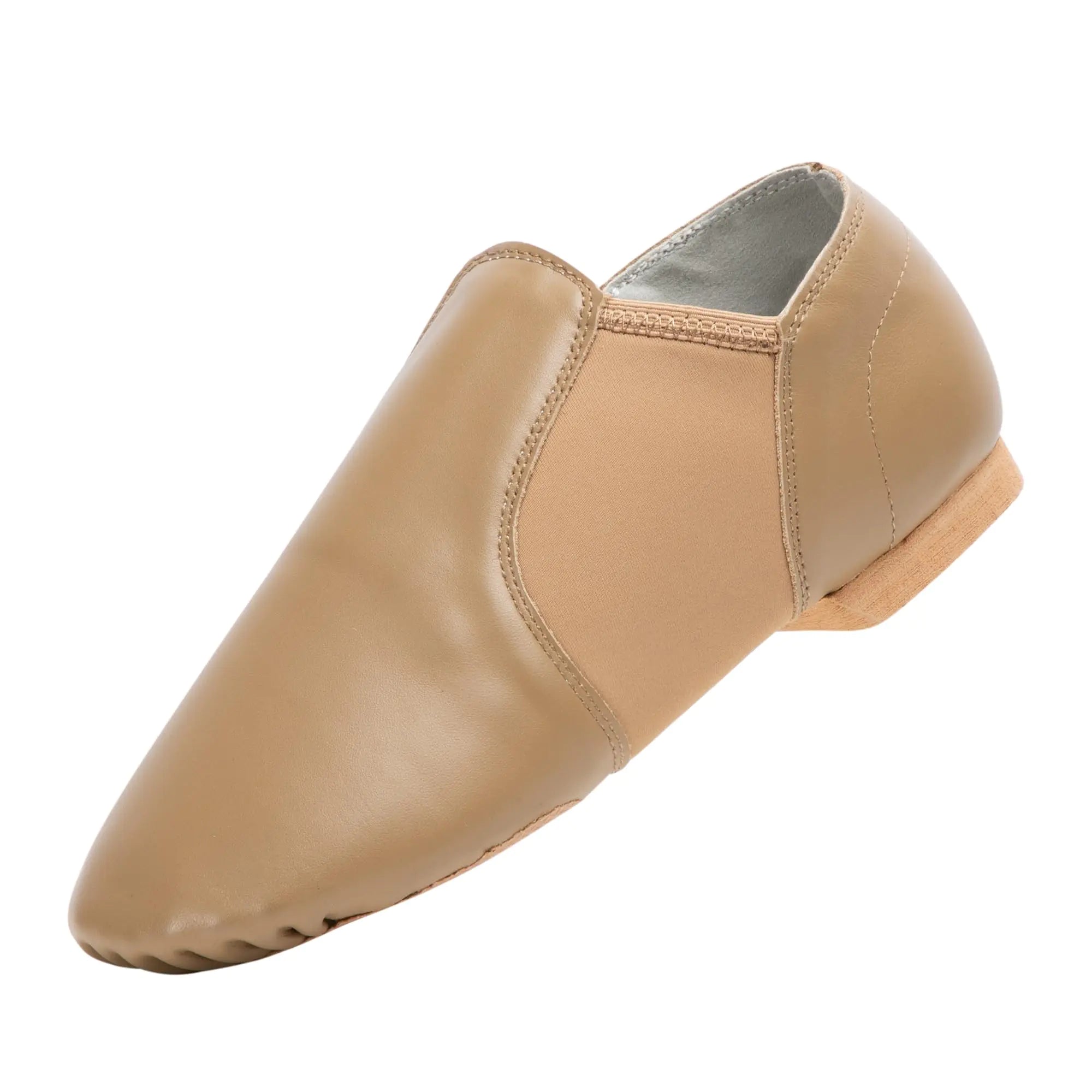 Slip-on Jazz Shoes Leather Dance Shoes for Kids Brown