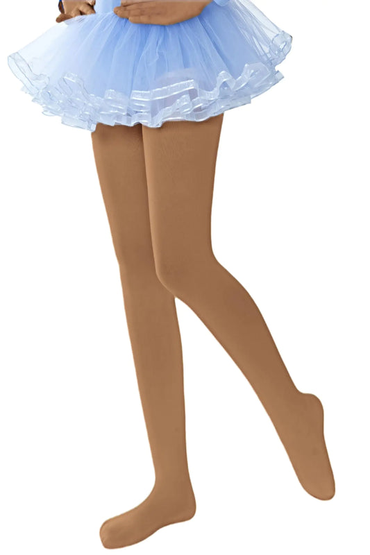 leg elegant Girls Microfiber Soft Opaque Footed Dance Tights and Stockings (Suntan5-7)