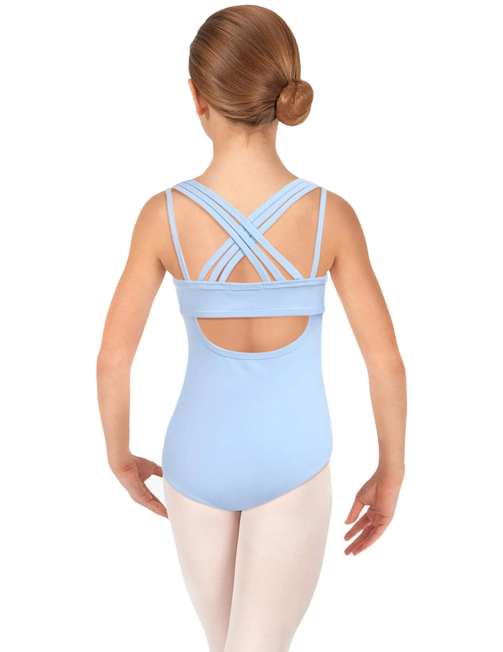 Zaclotre Ballet Leotards for Girls Criss Cross Straps Back One Piece Dance Outfit Blue Leotard Girls