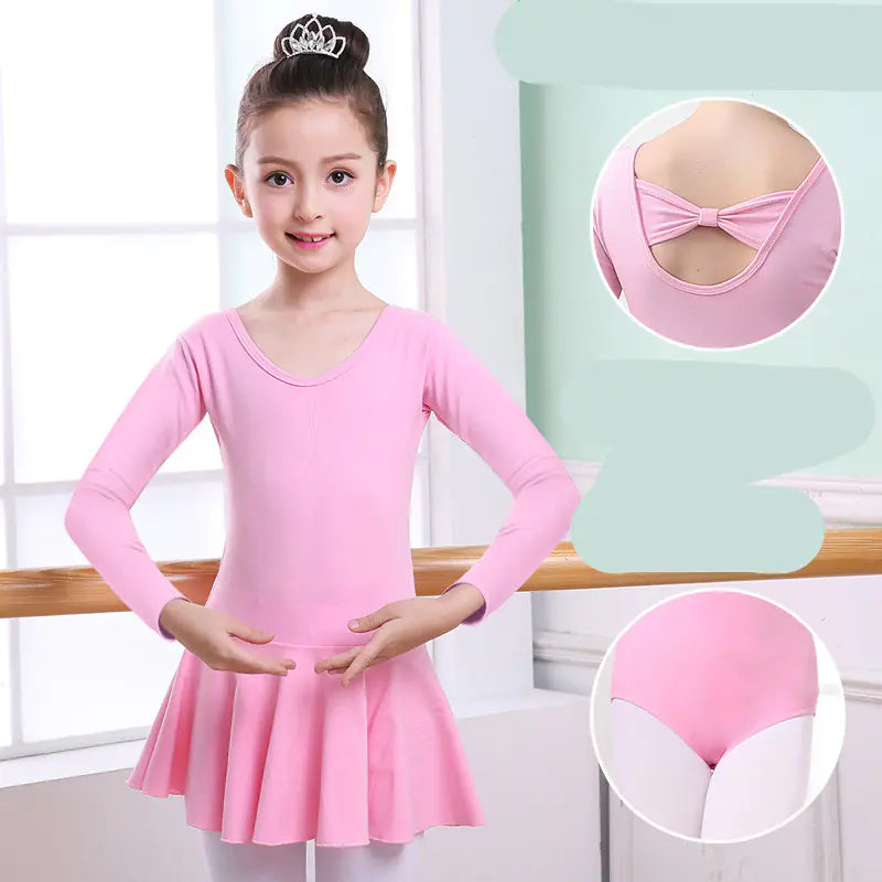 Girls' Short-Sleeved Tutu Dance Practice Clothes