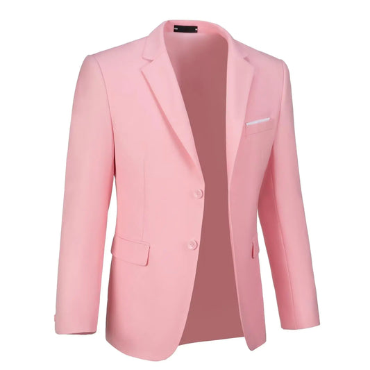 Mens Suit Jacket Blazer Casual Solid Slim Fit Party Sport Coats Blazers Single Breasted Mens Tuxedos Jackets Pink Large
