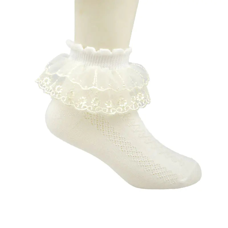 Children's White Lace Latin Dance Socks