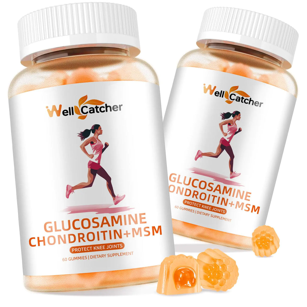 Glucosamine Chondroitin Gummies with MSM for Men Women - Sugar Free Extra Strength Joint Support Glucosamine Gummies Supplement for Adults Flexibility Back Knees Hands Pineapple Flavor (2 Packs)