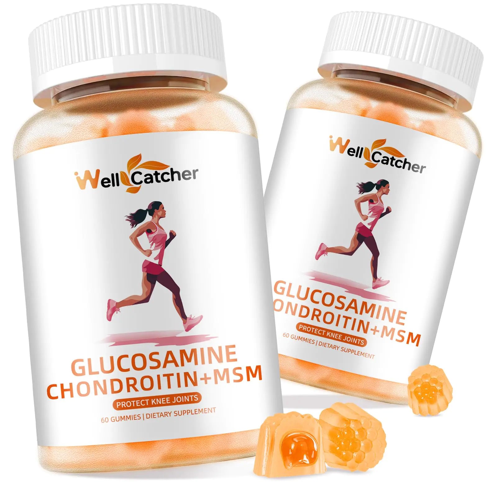 Glucosamine Chondroitin Gummies with MSM for Men Women - Sugar Free Extra Strength Joint Support Glucosamine Gummies Supplement for Adults Flexibility Back Knees Hands Pineapple Flavor (2 Packs)
