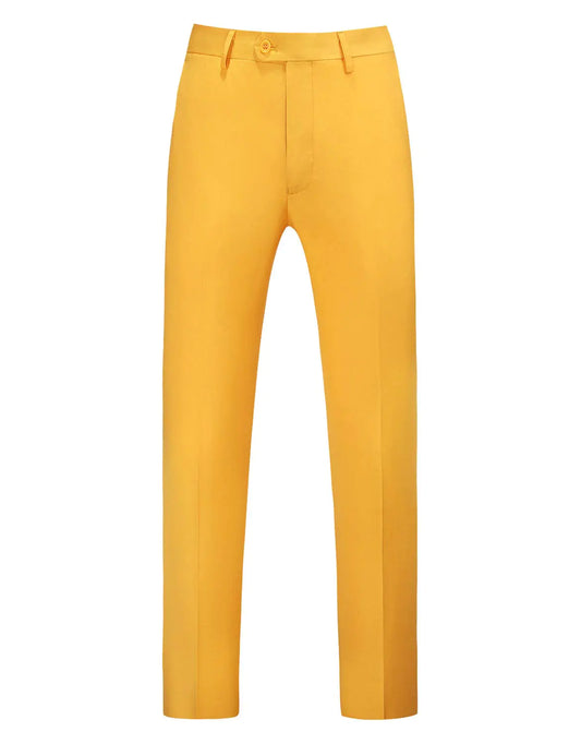 MOGU Mens Front Flat Casual Dress Pants Slim Fit Size 30 Yellow