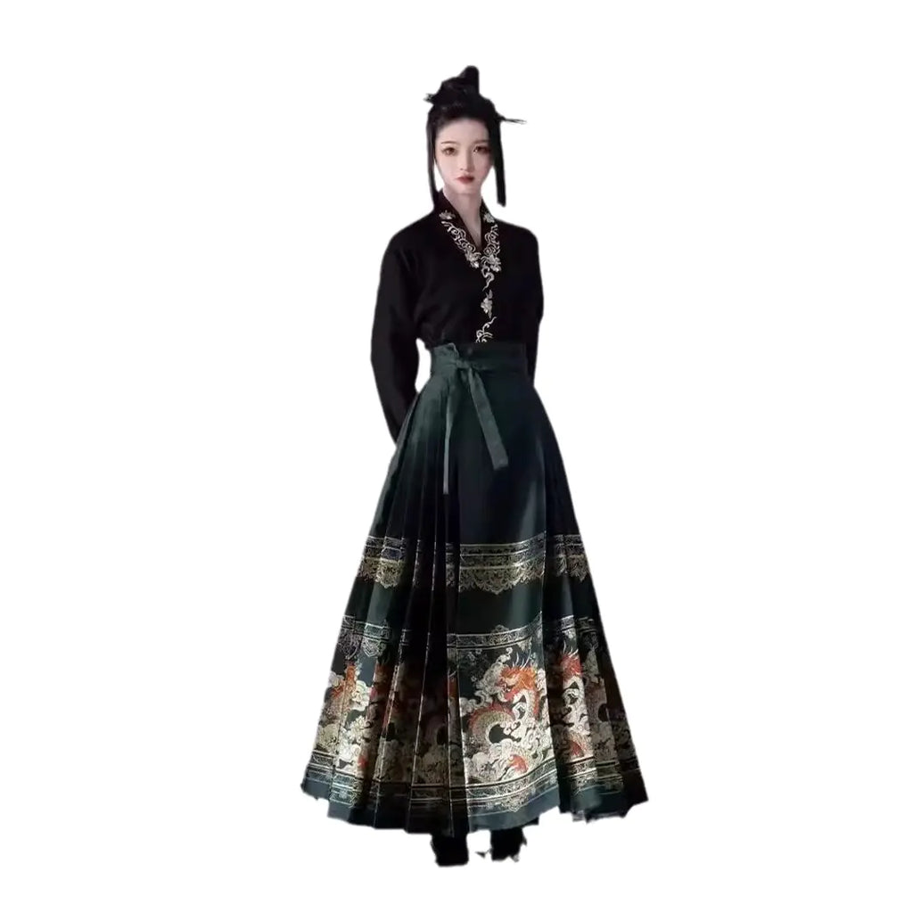 "Su Yu Hua Chang Dragon Dance Hanfu Skirt for Women"