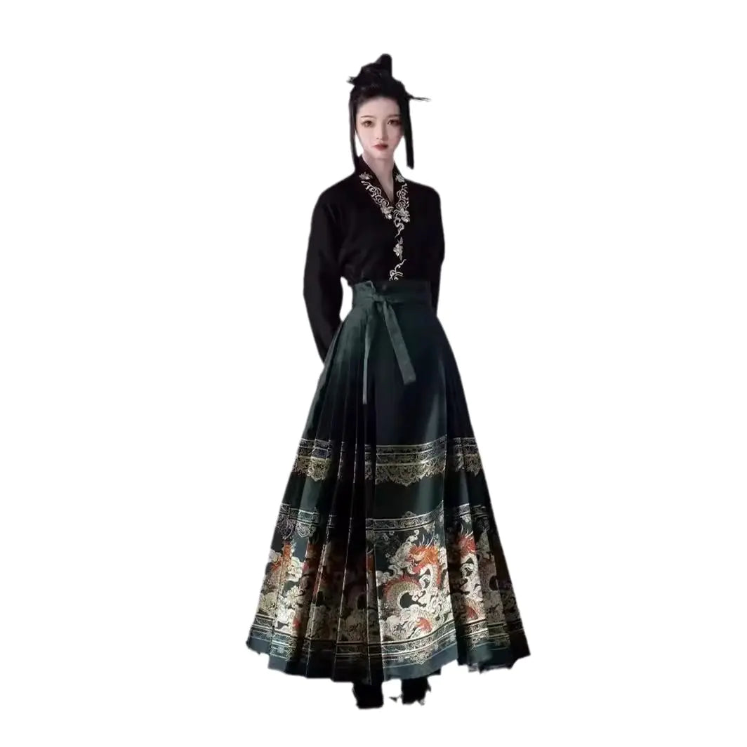 "Su Yu Hua Chang Dragon Dance Hanfu Skirt for Women"