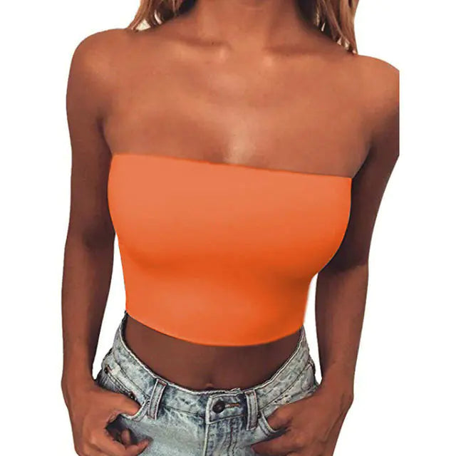 Solid Color Off-Shoulder Crop Top