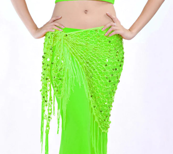 Belly Dance Costume with Triangle Scarf and Sequins