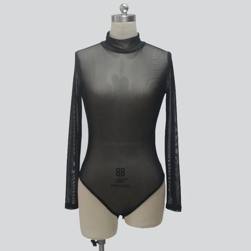 Women's Long Sleeve Mesh Bodysuit for Dance Performances